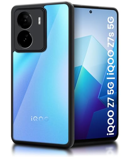 Image of WOW IMAGINE Shockproof Hybrid Back Cover for iQOO Z7 5G | iQOO Z7s 5G | Hard Slim fit Back Case | PC & TPU | Clear Transparent Case - Black