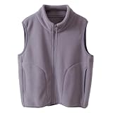 POBIDOBY Kids' Vest Fleece-Lined Sleeveless Casual Zipper-Front Coats Layering Thermal Top Children Boys' & Girls' Warm Thickened Family-Matching Clothes Spring Fall Winter Purple 10-11Y