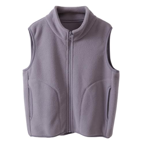 POBIDOBY Kids' Vest Fleece-Lined Sleeveless Casual Zipper-Front Coats Layering Thermal Top Children Boys' & Girls' Warm Thickened Family-Matching Clothes Spring Fall Winter Purple 10-11Y