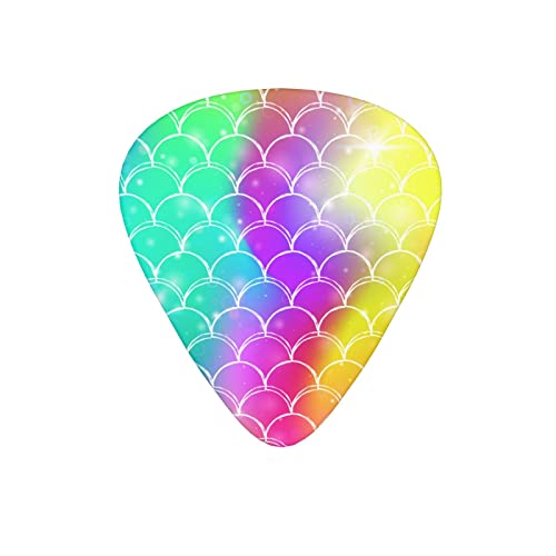 Lot de 12 médiators pour guitare électrique, basse, acoustique, écailles de sirène, arc-en-ciel, avec boîte - Les Beatles, Paul McCartney, John Lennon, RIngo Starr, George Harrison Lot de 12 médiators pour guitare électrique, basse, acoustique, écailles de sirène, arc-en-ciel, avec boîte