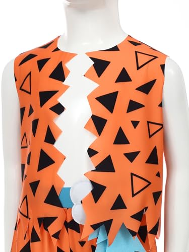 Hansber Boys Kids Historical Stone Age Party Clothing Jagged Trim Vest Caveman Tank Top Opening Waistcoat3