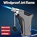 Torch Butane Lighter Portable Windproof Lighter with Flame Lock and Visible Butane Window Suitable for Kitchen BBQ Candle(Blue)