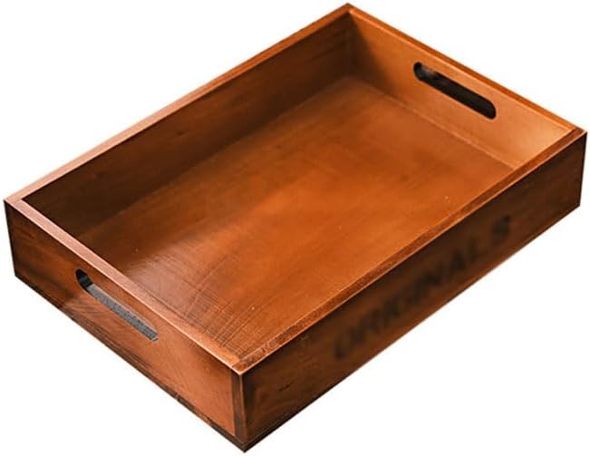 Breakfast Tray Solid Wood Retro Color Tray Fruit Snack Storage Tray Hotel Home Rectangular Ornament Snack Tea Tray Coffee Table Tray