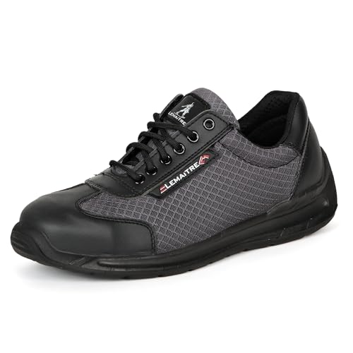 Image of PERF Oxygen M Sports Safety Shoes for Men | Steel Toe 200J | Lightweight Mesh | Anti-Puncture | Oil Resistant | Anti-Slip | Breathable Industrial Work Shoes (Black, 11)