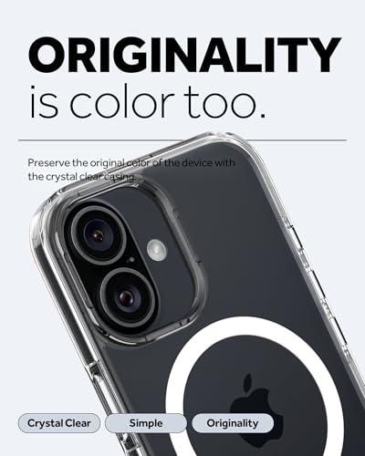 Image of Spigen Caseology Quartz Crystal Mag Back Cover Case for iPhone 16 Plus, MagSafe Compatible, Clear Transparent - PC+TPU | Crystal Clear