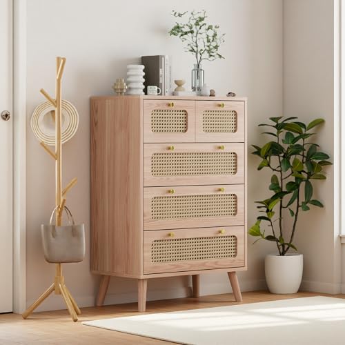 Cómoda de ratán con 5 cajones cómoda