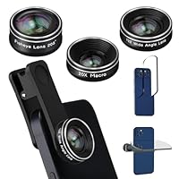 Phone Camera Lens, 198 Fisheye Lens + 120 Super Wide-Angle Lens + 20x Macro Lenses Camera Photography Accessories kit Gadgets for iPhone Samsung Android Smartphone