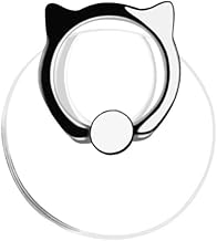 Cat, Transparent Smartphone Ring, Cat, Drop Prevention Ring, Holding Ring, Thin, Stand, Mobile Ring, 360 Rotation, Compatible with iPhone/Android, Silver,