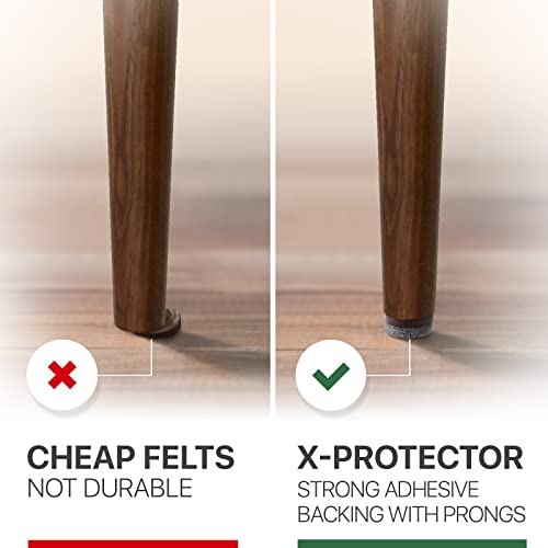Felt Furniture Pads X-Protector 16 Pcs - 1" Felt Pads With Prongs - Premium Felt Chair Pads - Furniture Pads For Hardwood Floors - Chair Floor Protectors For Hardwood- Slide Your Furniture Easily! #TOP2
