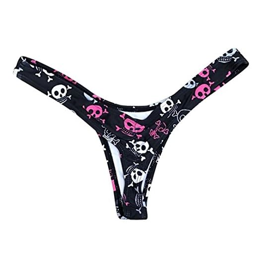 Bikini Estampado de Mujer Traje de baño de la Parte Inferior de la Tanga Traje de baño brasileño de Playa de baño ❤️Xinantime (S, Negro1)