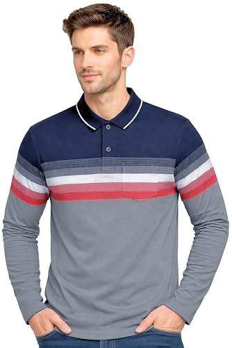 Image of SANE ORIGINALS Full Sleeves Textured Polo Tshirt for Men with Pocket || Long Sleeves Collar and Pocket T-Shirt for Men