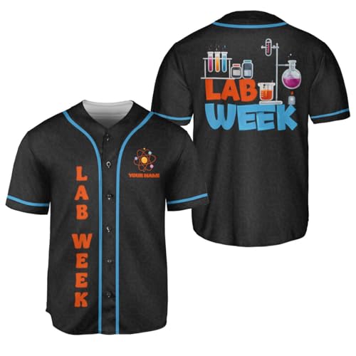 Personalized Lab Week 2025 Shirts, Custom Lab Week 2025 Baseball Jersey, Laboratory Technician Jersey for Lab Tech Team (US, Alpha, Small, 5X-Large, Regular, Regular, LAB7)