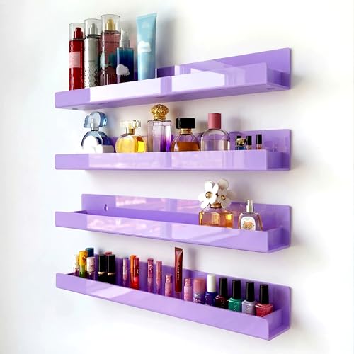 RORKIM 4 Pack 15 Inch Purple Acrylic Shelves, Kids Floating