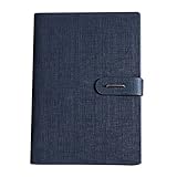 A5 PU Leather Notebook Binder Refillable 6 Ring Vintage Business Planner 100 Sheets Leather Journal Writing Diary Notepads - Dark Blue