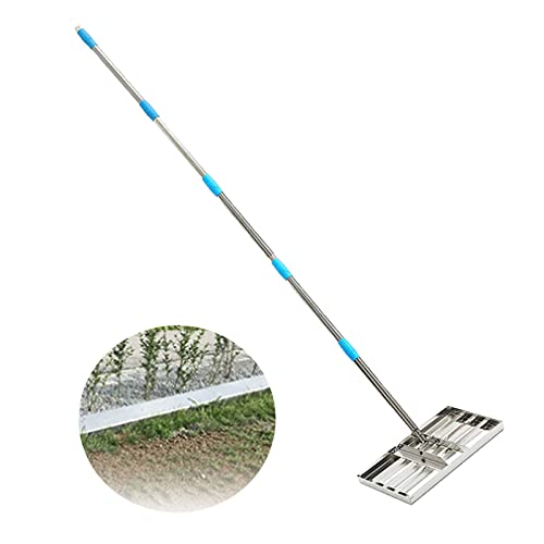 NVYAZJ Lawn Leveling Rake, Detachable Stainless Steel Leveler Tool with 30 * 10'' Flat Head Pole Length 73'' 5 Stainless Steel Rods, Gardening Hand Tool Rake for Garden Golf Lawn
