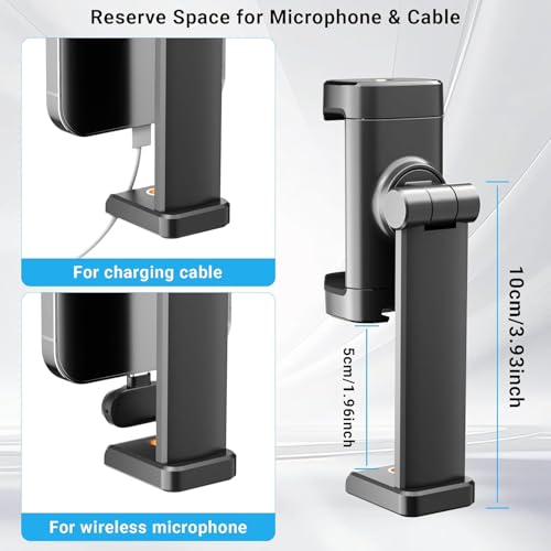 Image of BROLAVIYA Mobile Tripod Mount with 1 /4 inch Screw Thread, 360 Rotate 180 Tilt Phone Holder with Cold Shoe, Versatile Mount Adapter for iPhone, Tripod, Selfie Stick, Camera Stand