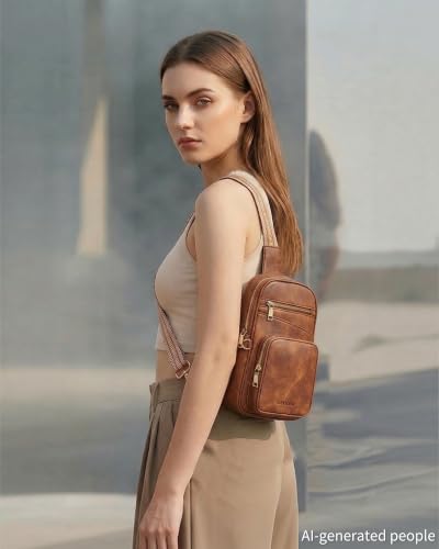 Image of Sling Bag for Women,Anti Theft Crossbody Bag,RFID Travel Purse | Vegan Leather Crossbody Purse,Multi Pocket Organizer,RFID Sling Bag,Hidden Rear Pocket,Adjustable Strap,Travel Bag