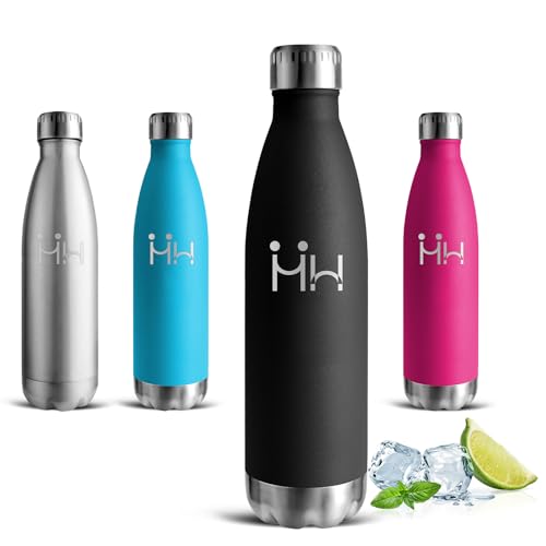 Gourde Isotherme, Gourde 500ml, Gourdes Inox, 24h Froid & 12h Chaud, sans Bpa, Bouteille Metal, Facile à Transporter, Bouteille d'eau pour l'École, Bureau, Camping, Sport, Voyage