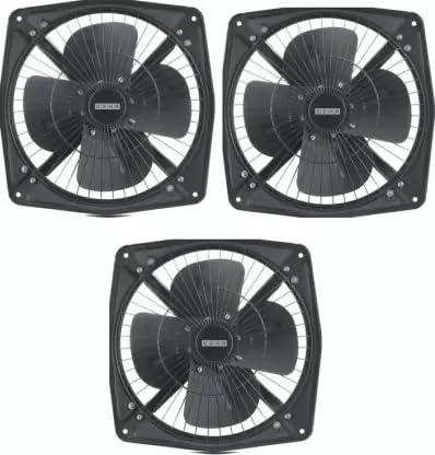 Usha 300mm Aeroclean Plus Metal Exhaust- Goodbye Oil and Dust Exhaust Fan for Kitchen, Double Ball Bearing Longer Life, Grey Pack of 3
