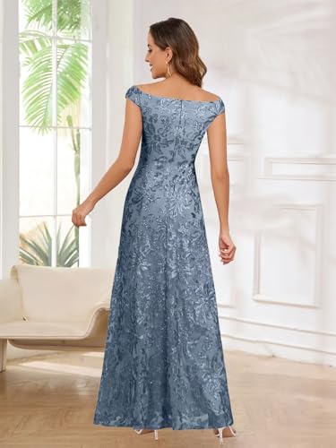 Mother of The Bride Dresses for Women Mermaid Off The Shoulder Sparkly Evening Formal Dress3