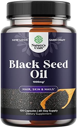 Cold Pressed Black Seed Oil Capsules - Vegan Nigella Sativa Black Cumin Seed Oil Capsules with Omega 3 6 9 Antioxidants and Thymoquinone for Hair Growth Immune Support Joint Health and Digestion