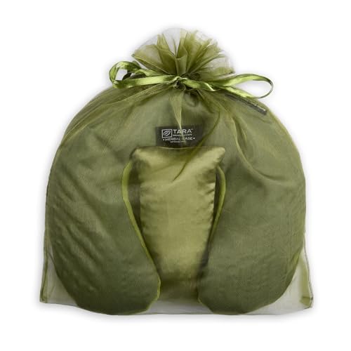 Image of TARA Spa Therapy Herbal-Ease Aromatherapy Pillow Gift Bag Set, Neck + Silk Eye Pillow, Green Olive