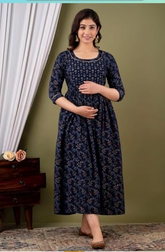 Image of Women's Maternity Kurti for Feeding Zippers | Feeding Kurti with Concealed Zip for Pre & Post Pregnancy |Maternity Dresses for Women (Combo Pack of 2 Kurti)