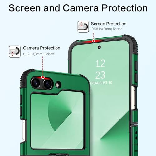 Image of BENTOBEN for Samsung Galaxy Z Flip 6 5G Case with Ring, Heavy Duty 2 in 1 Full Body Rugged Galaxy Z Flip6 Case Girls Women Boy Men Shockproof Protection Cover for Samsung Z Flip 6 6.7 inch,Dark Green
