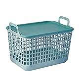 Amosfun 多機能収納バスケット 蓋付きハンドル付き 長方形 大容量 衣類 玩具 生活雑貨収納 クローゼット キッチン バスルーム対応 グリーン