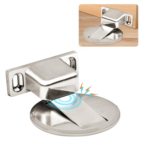 Flintronic Fermaporta Magnetico, 1 Pezzi Fermaporta Pavimento Magnetico, con Viti Autoadesive Nascoste, Nessun Pugno, per Ufficio, Hotel, Camerette, Bagno, Balcone, Cucina (Argento)