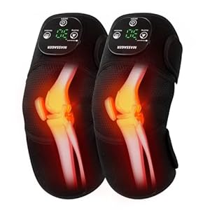 Knee Massager with Heat, Vibration Massage, 5 Massage Modes and 3 Heating Levels Electric Massaging Knee Protectors with Wireless Design Gift for Father, Mother and Friends (Single Knee).