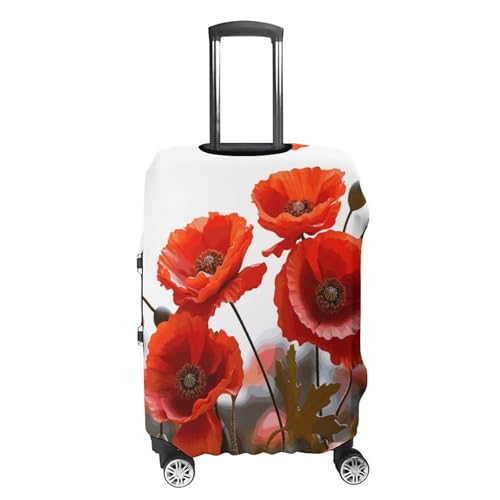 Anti-Scratch Luggage Cover Poppy Flowers Vivid Petals Printed Luggage Case Protector Washable Suitcase Covers Elastic Suitcase Protector for Size XL (30-32 inch) Luggage4