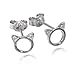 Cat Stud Earrings Sterling Silver Tiny Small Cute cat Earrings Cubic Zirconia Earrings for Women (Rose) (Cat Silver)