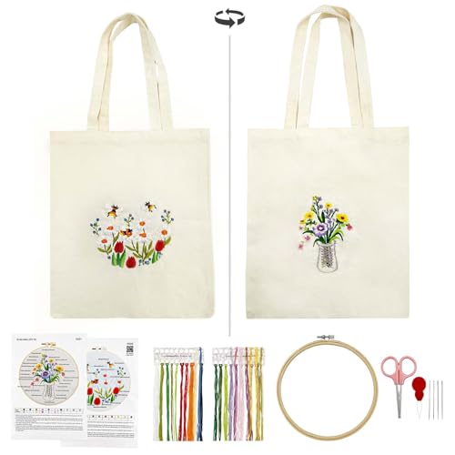 Kit sac tote brodé débutant avec guide illustré pour réussir sans erreur