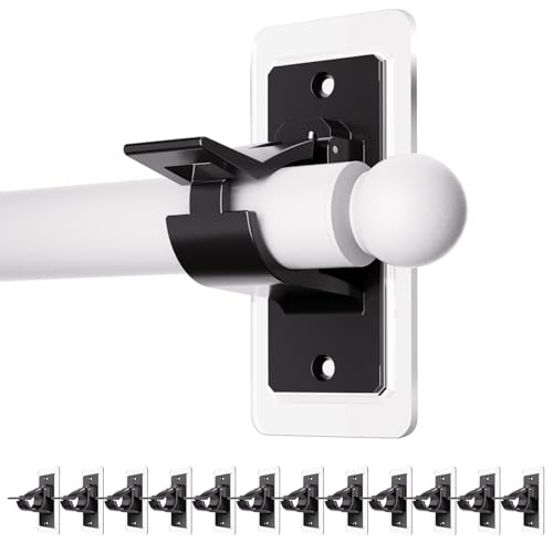 Antimbee No-Drill Curtain Rod Holders Brackets, 12-Pack Self Adhesive-20lbs