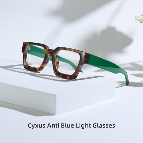 Image of Cyxus 99% Oversized Blue Light Blocking Glasses Women Men Chunky Rectangle Chic Preppy Frame Computer 8143