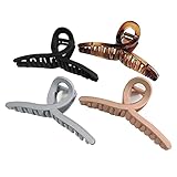 Nalodu Hair Claw Clips Large 4.3 Inch No Slip Big Matte Jaw Butterfly Clip Clamp 4 Colors for Thin Fine Thick Hair Women, 4 Pack