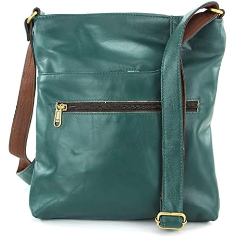 LOUDelephant Real Leather Cross Body Messenger Shoulder Bag - Green Cover