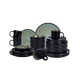 Home VSS, Euro-Nordic Geschirrset aus Steingut, 20-teilig, reaktive Glasur (Bubble Green, 20-teiliges Set)