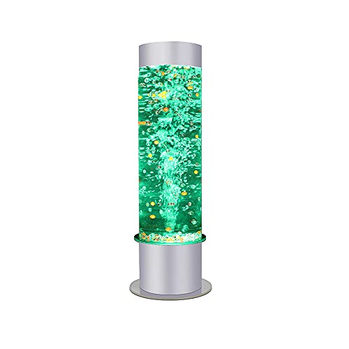 SUMGREEN 24'' Sensory LED Bubble Tube Floor Lamp with 10 Fake Fishes & Widened Base, 8 Changing Light Colors Remote Water Tower Tank with Wall Bracket Accessory Aqua Night Light for SPD