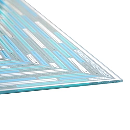 Head West Frameless Reeded Aqua Blue Coastal Sea Glass With A Mosaic Style Tile Printed Rectangular Accent Wall Mirror - 24 X 30 #TOP4