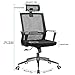 Office Chair High Back Desk Chair for Computer, Black Mesh Back Adjustable Height Tilt Angle Swivel Ergonomic Chair with Lumbar Support Headrest Metal Base