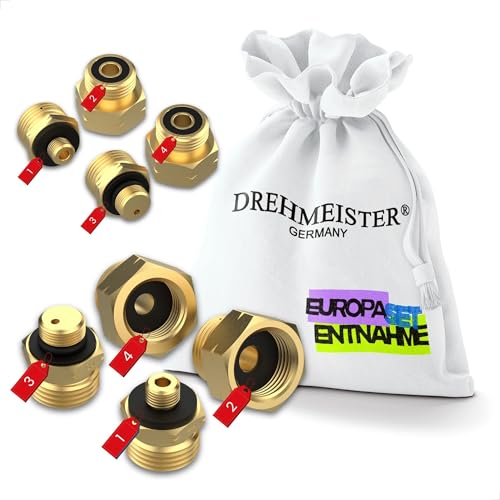 Gas Adapter Gasflaschen Anschlussset Europa für die Entnahme - Anschluss von deutschen KLF Geräten an ausländische Gasflaschen - Nr 1-4 komplett