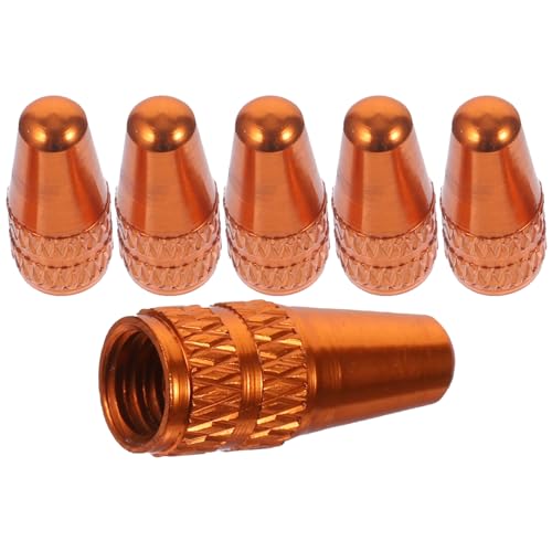 Outanaya 6 Pcs Aluminum Alloy Bike Tire Valve Caps Orange Covers for Road Bike Easy to Install Leak Protection Durable Design