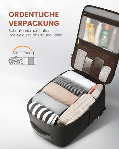Image of LOVEVOOK Hand Luggage Backpack, Travel Backpack for Women, Expandable Design, Backpack Hand Luggage Airplane, Travel Backpack as Cabin Bag for Travel and Business, Black + Grey + Maroon, 40x20x25cm