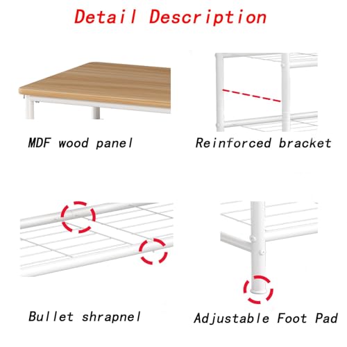 Image of SUOERNUO Shoe Rack Organizer 4 Tier for Closet Entryway Free Standing Metal Storage Shoe Shelf with MDF Top Board (White + Nordic Walnut, 4 Tier)
