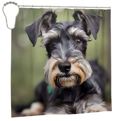 Rideau de douche schnauzer en polyester 183x183 cm avec 12 oeillets - 3