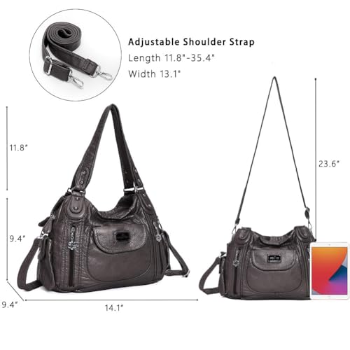 Image of Angel Kiss Purses for Women, Large Shoulder Bag Hobo Tote Purse Mutipocket Faux Leather Satchel Hobo Purse