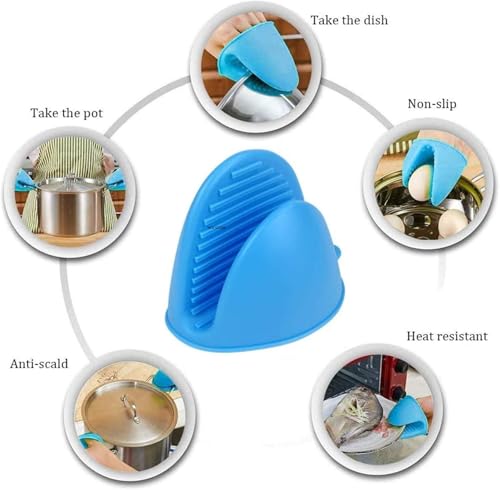 Image of 1Pair Thick Silicone Oven Mitts Heat Resistant Pot Holder, Mini Rubber Oven Glove Mittens Grip Kitchen Gloves, Rubber Pot Holder for Air Fryer, Hot Pans & Baking