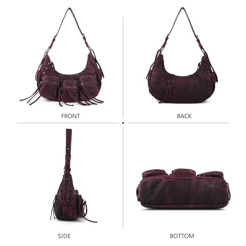 Image of Angel Kiss Hobo Bags Purse for Women Y2K Shoulder Bag Multi Pockets Designer Satchel Studded Handbags with Strap
